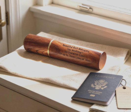 Travel Ashes Urn, Mahogany Wood Scattering Tube (Engravable, TSA Approved)