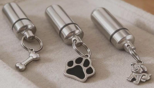 Three "Puppy Dog" Cremation Urn Necklace - Memorial Jewelry, Custom Engraving