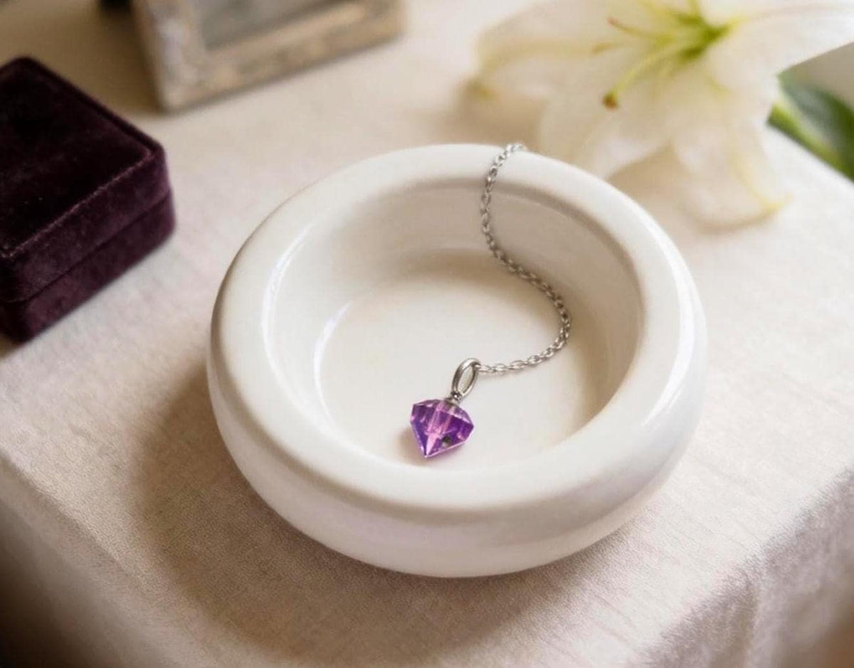 Violet Crystal CREMATION URN on 24" Curb Chain Necklace
