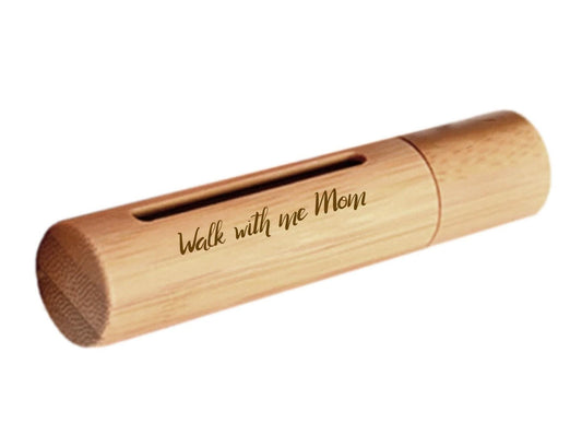 Engraved Sandalwood Cremation Urn: "Walk With Me Mom"  TSA Approved