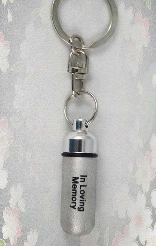 Memorial Cremation Urn Keychain, Engraved 'In Loving Memory' (With Pouch)