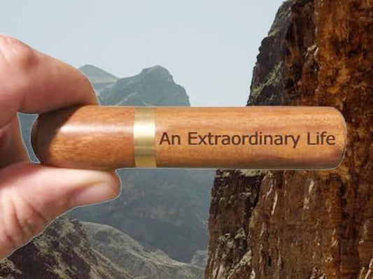 Laser Engraved "An Extraordinary Life"  Rosewood Cremation Urn / Scattering Tube - Fits in Pocket/Purse, TSA Compliant.