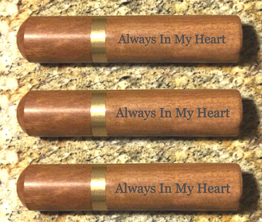 THREE Engraved "Always In My Heart" Rosewood Cremation Urn/Scattering Tubes, TSA Approved