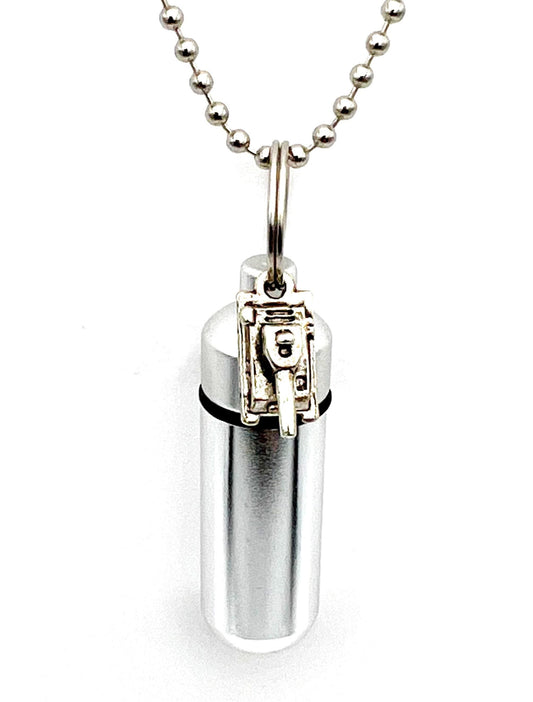 Cremation Urn Necklaces with Armored Tank - Memorial Jewelry -  Custom Engraving Available!