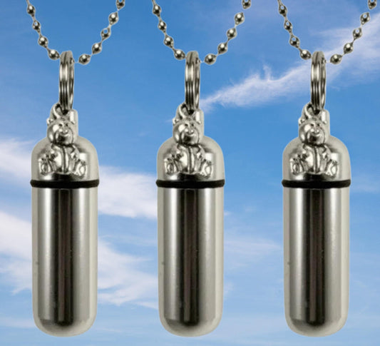 Three Teddy Bear Cremation Urn Keepsakes, Memorial Jewelry, Child Urn - Custom Engraving Available!