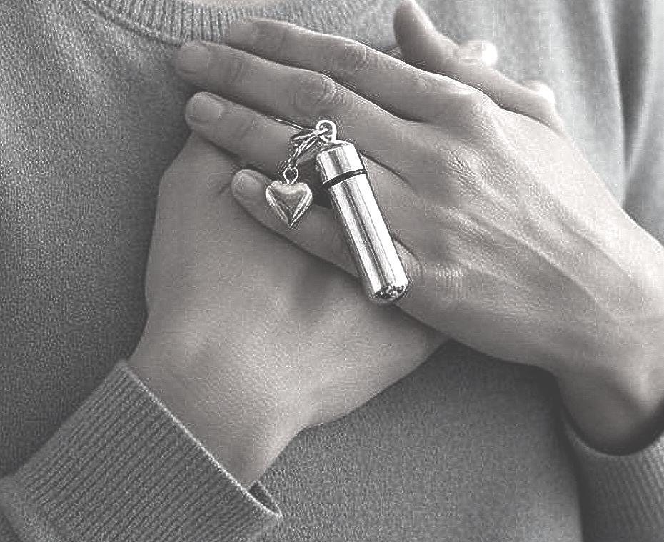 SIX Silver Heart CREMATION URN Keepsakes - Mourning Jewelry, Custom Engraving Available!