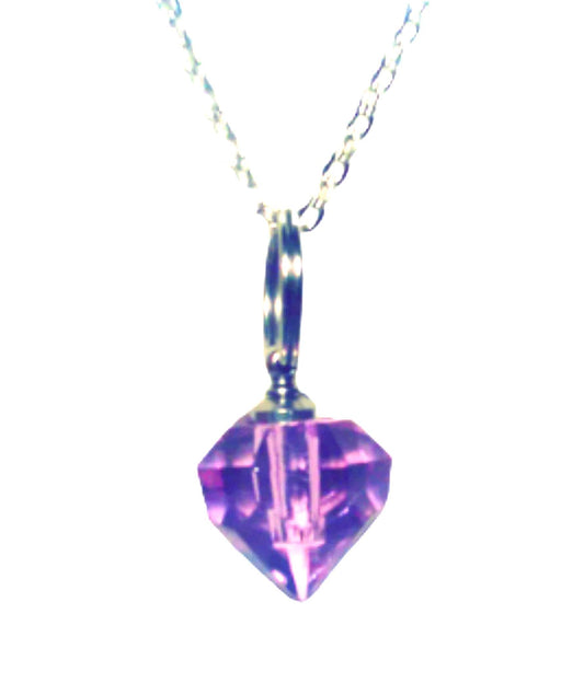 Violet Crystal CREMATION URN on 24" Curb Chain Necklace