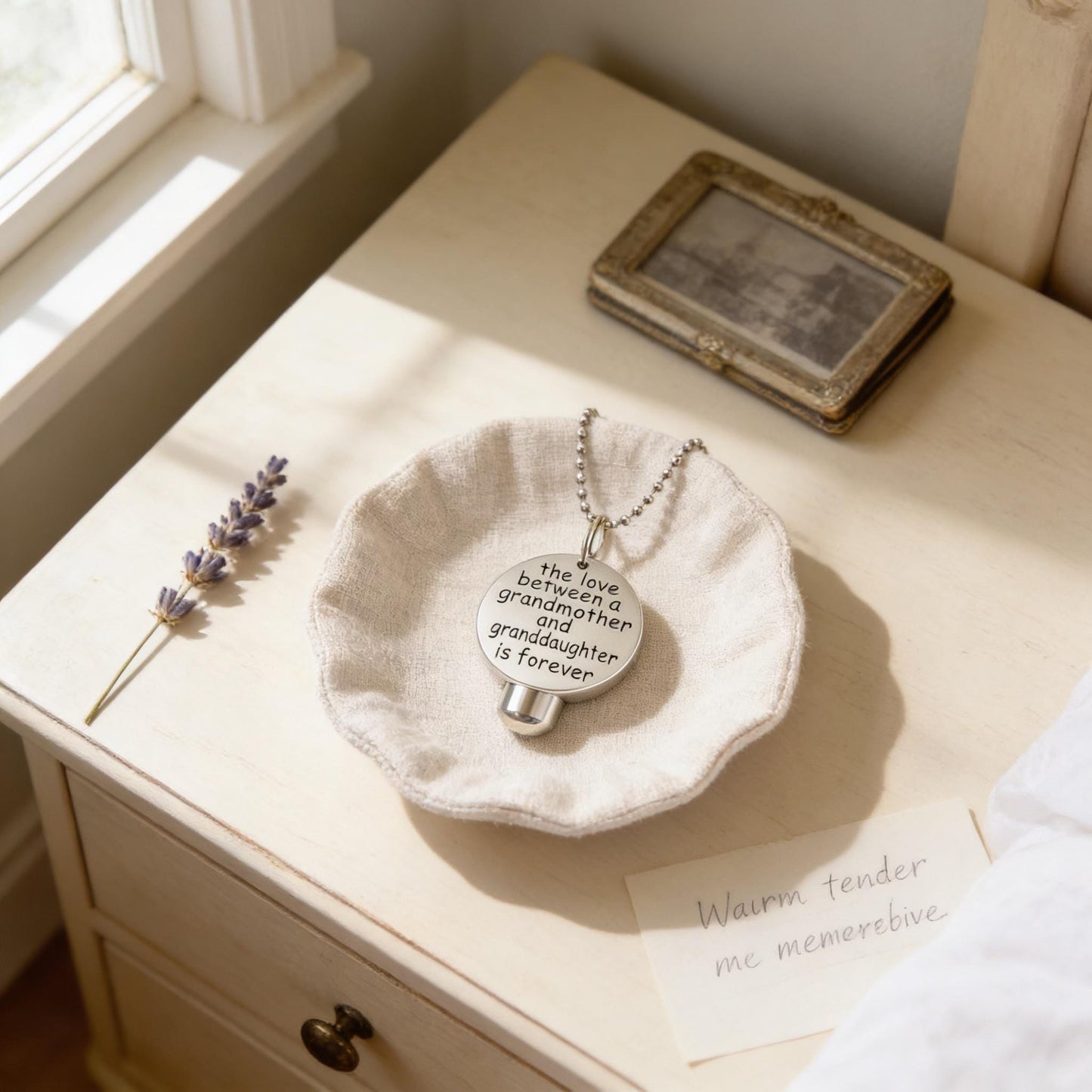 Cremation Urn Necklace - "The Love Between Grandmother & Granddaughter is Forever""