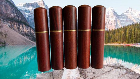 Set of FIVE MAHOGANY Cremation Urns/Scattering Tubes - TSA Compliant for Travel