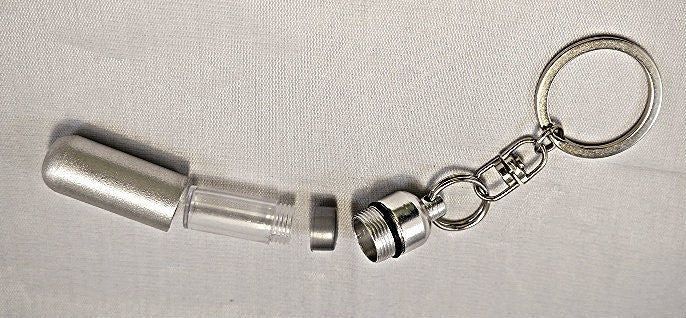 Set of 5 ENGRAVED  "Always In My Heart" Brushed Silver CREMATION URN on Stainless Steel Keychains with Velvet Pouches & Fill Kit