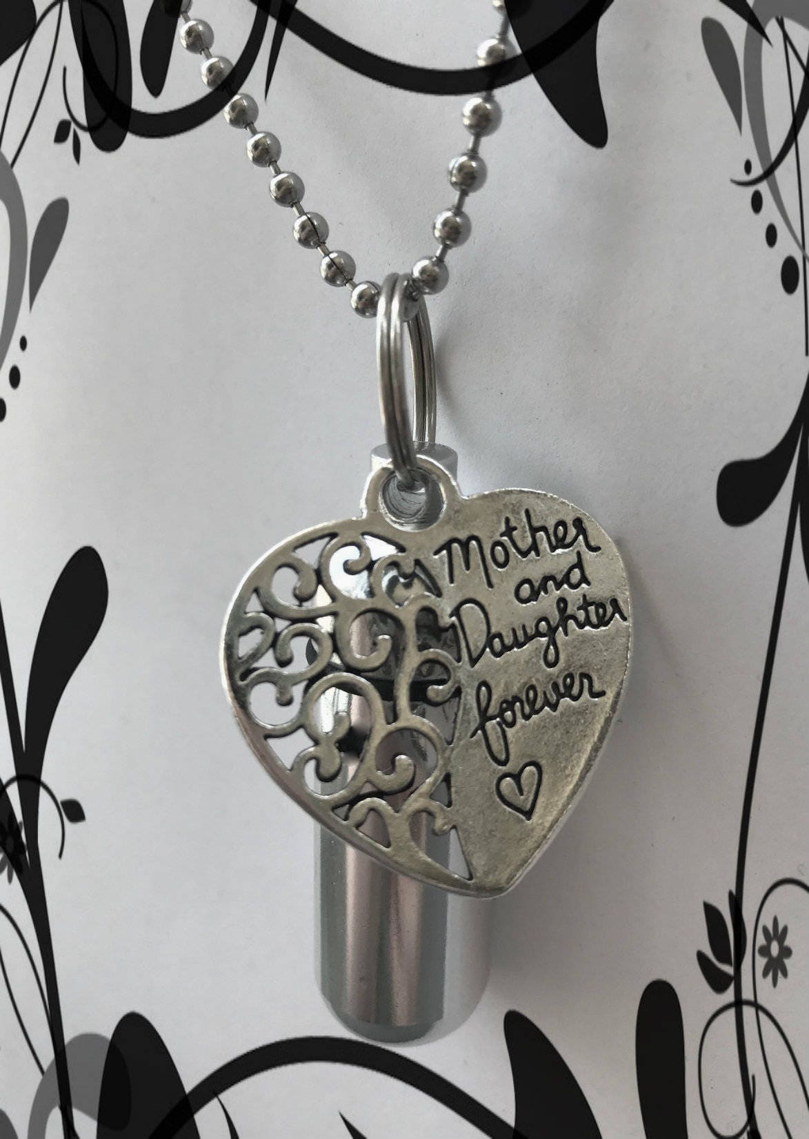 Personal Cremation Urn "Mother and Daughter Forever",  Memorial Keepsake, Urn Necklace, Mourning Jewelry, Mom Urn, Mother Urn, Daughter Urn