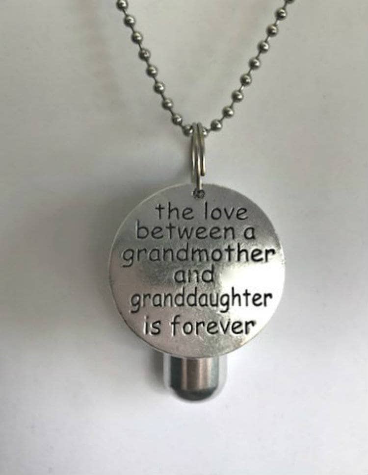 Personal Cremation Urn "The Love Between a Grandmother & Granddaughter is Forever" Child Urn, Mourning Keepsake, Ashes Jewelry, Memorial Urn