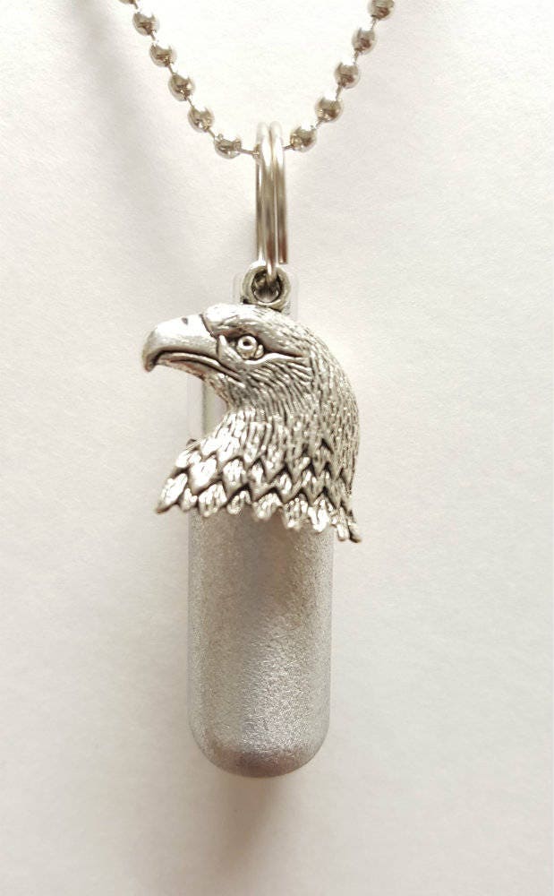 Set of TEN Brushed Silver Bald Eagle CREMATION URN Necklaces - Urn Jewelry, Ashes Necklace, Urn for Human Ashes, Memorial Jewelry
