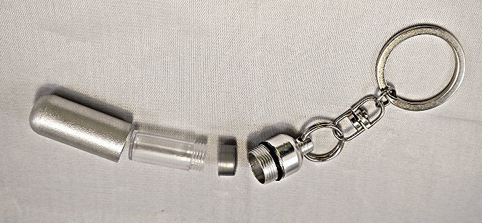 Set of FIVE Assorted CREMATION URNS on Steel Swivel Keychains - Silver Rose/Tree-of-Life/Butterfly/Lace Cross/Open Heart - Ashes Keepsake