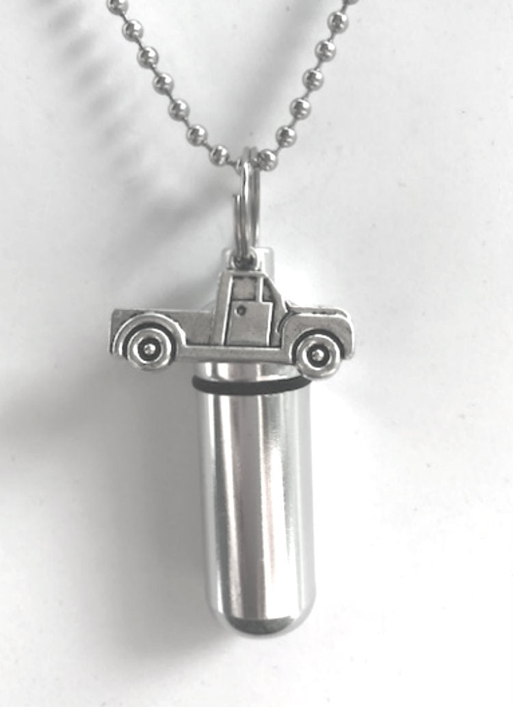 Set of SIX  Cremation Urn Necklaces - Tractors & Pickup Trucks - Urn Keepsakes, Mourning Jewelry, Urn For Human Ashes, Personalized Urn