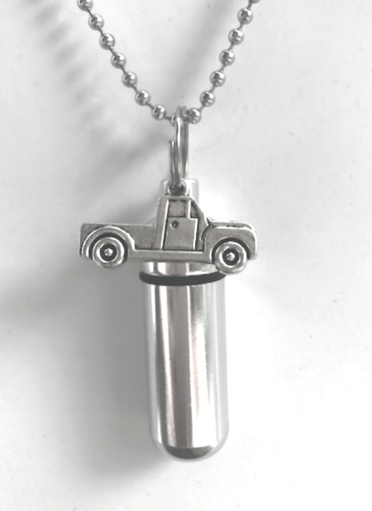 Set of SIX Cremation Jewelry Urn Necklaces - 3 Toolboxes & 3 Pickup Trucks - Remembrance Jewelry, Memorial Keepsakes, Urn For Ashes