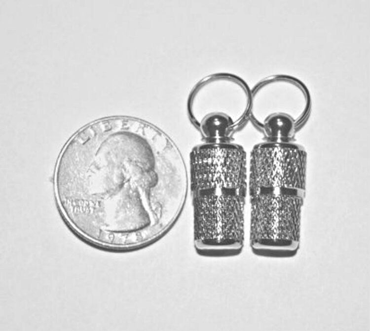 Set of 3 Faceted Mini Pet Cremation Urns on Curb Chain Necklaces with Puppy Dog - Dog Urn - Hand Assembled - with Velvet Pouches & Fill Kit