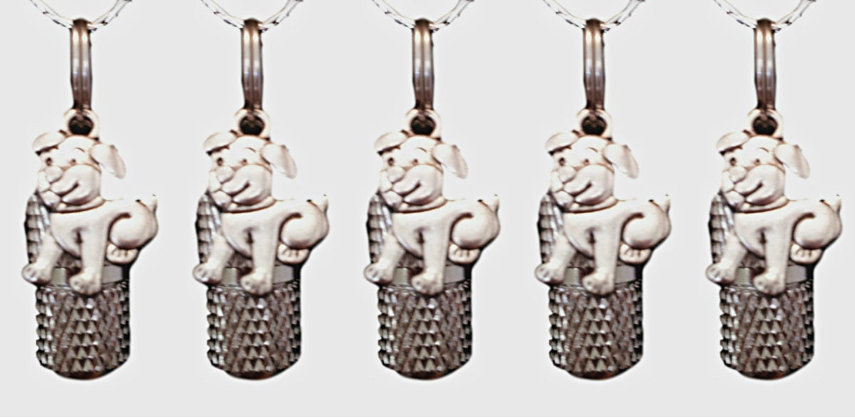 Set of FIVE Faceted Mini Pet Cremation Urns on Curb Chain Necklaces  w/PUPPY DOGS - Hand Assembled - Includes Velvet Pouches & Fill Kit