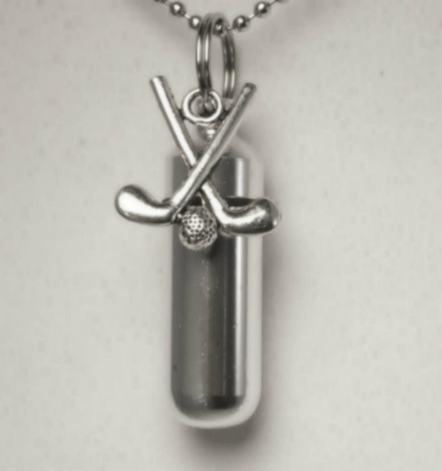 Set of Five Brushed Silver CREMATION URN Necklaces with Golf Clubs - Memorial Jewelry, Ashes Necklace, Urn For Human Ashes, Personalized Urn