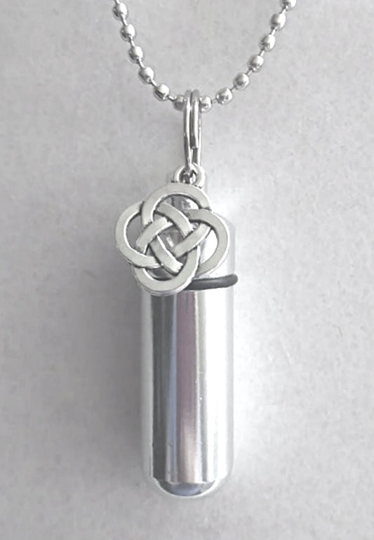 Celtic Shield/Knot Cremation Urn on 24" Ball-Chain Necklace - Mourning Jewelry, Keepsake Urn, Child Urn, Ashes Necklace, Personalized Urn