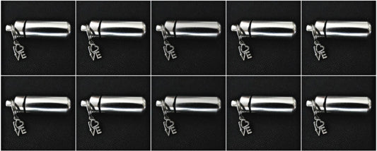 Special Set of TEN Silver CREMATION URN Keepsakes with Love Charm - Mourning Jewelry, Child Urn, Ashes Jewelry, Pet Urn, Personalized Urn