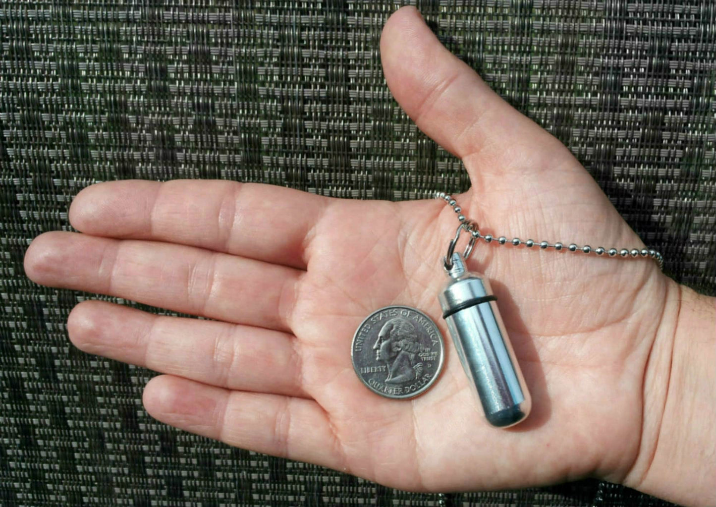 Complete Set - Cursive LOVE Cremation Urn on 24" Necklace  - Hand Assembled.... with Velvet Pouch and Fill Kit