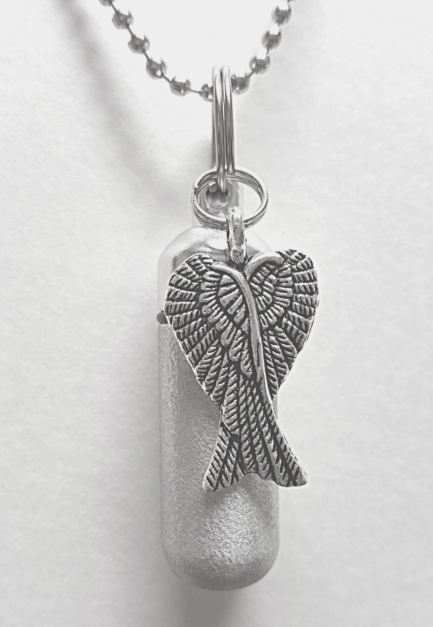 Set of TEN Brushed Silver Angel Wing CREMATION URN Necklaces - Personalized Urn, Child Urn, Mourning Keepsake, Ashes Jewelry, Pet Urn