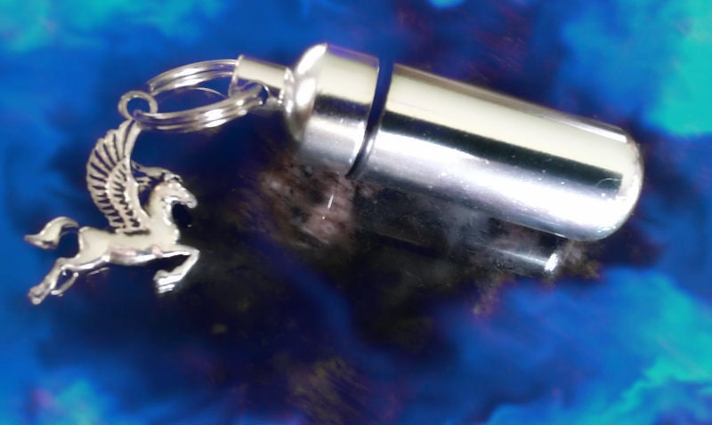 Pegasus Winged Horse - Memorial CREMATION URN Keepsake Keychain - with Velvet Pouch and Fill Kit