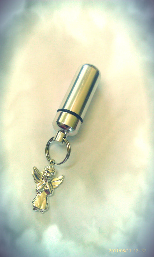 Silver Cremation Urn with Praying Angel, Includes Velvet Gift Pouch & Fill Kit, Memorial Keepsake, Ashes Jewelry, Child Urn, Pet Urn