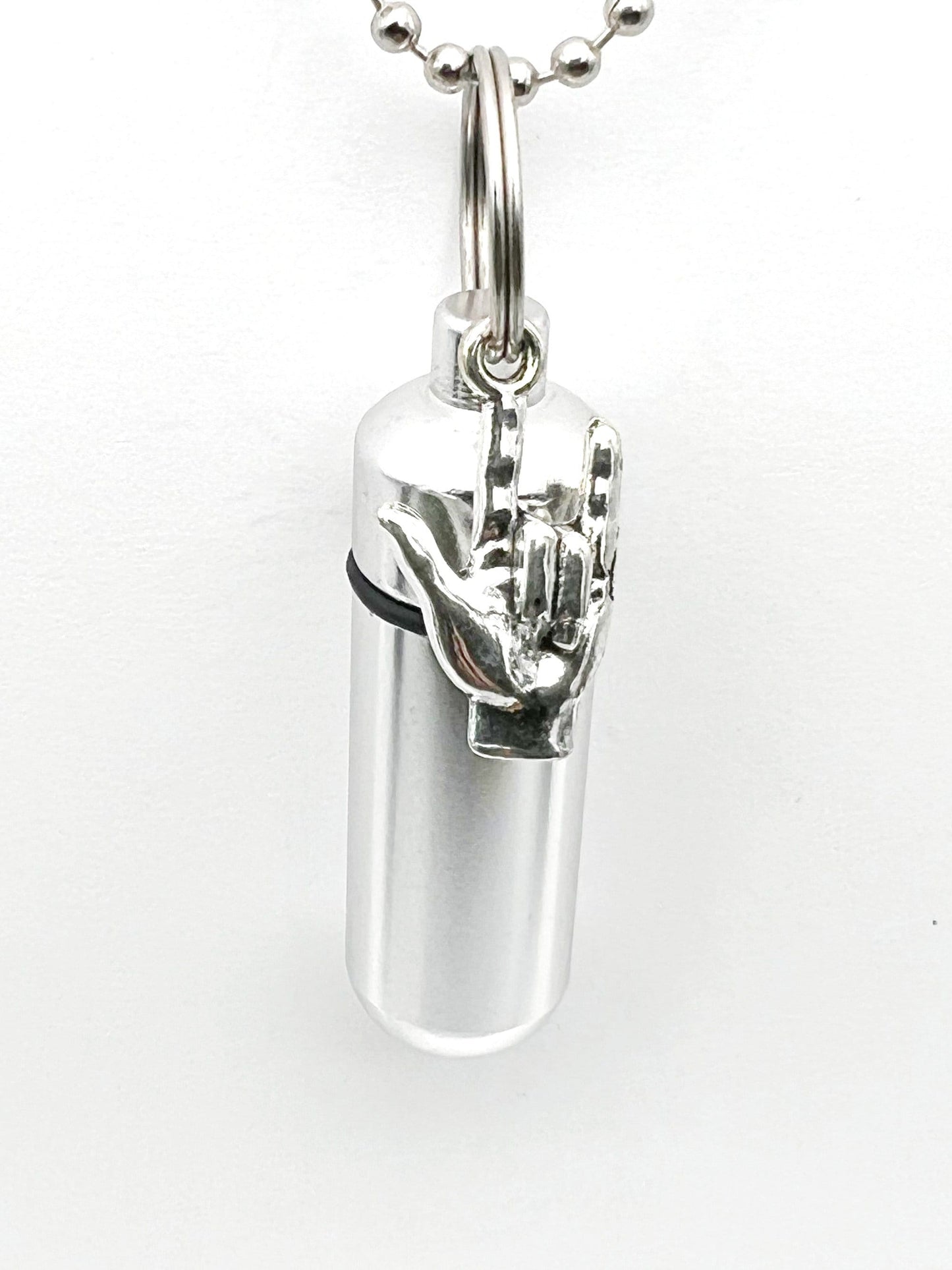 Set Of 15 I LOVE YOU (Sign Language) Cremation Urns on 24" Ball-Chain Necklaces, Memorial Urn Jewelry, For Human/Pet Ashes, Personalized