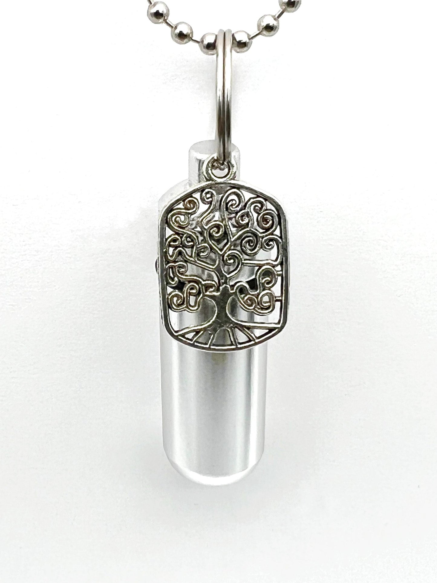 Lovely Cremation Urn Necklace with "Artisan Tree Of Life" Includes Velvet Pouch, 24" Ball-Chain & Fill Kit