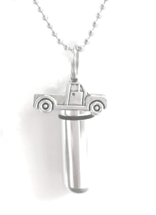 Silver Pickup Truck CREMATION URN Necklace - Ashes Jewelry, Urn Keepsake, Urn For Human Ashes, Pet Urn, Mourning Jewelry, Personalized