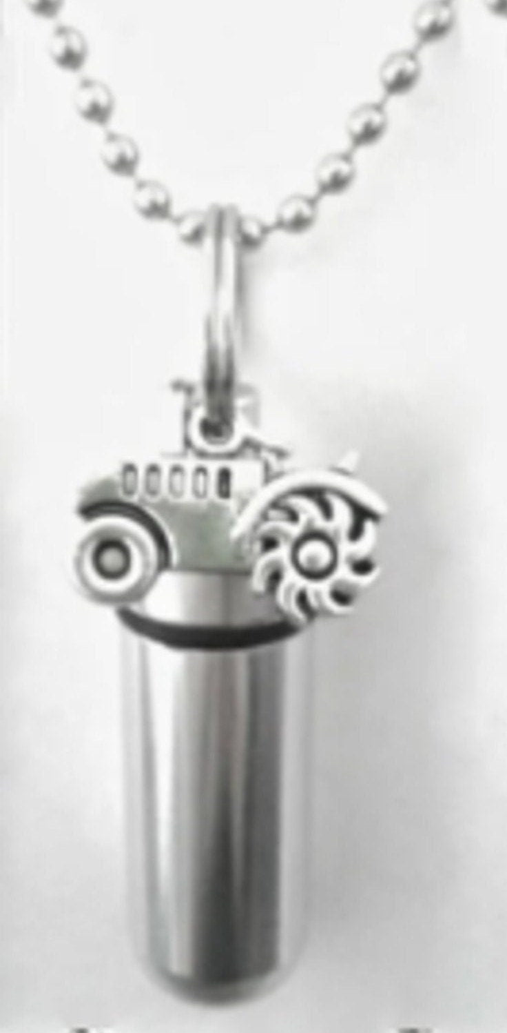 Set of FIVE Cremation Urn Necklaces with Farm Tractor - Urn Keepsake, Ashes Necklace, Mourning Jewelry, Urn For Human Ashes, Pet Urn