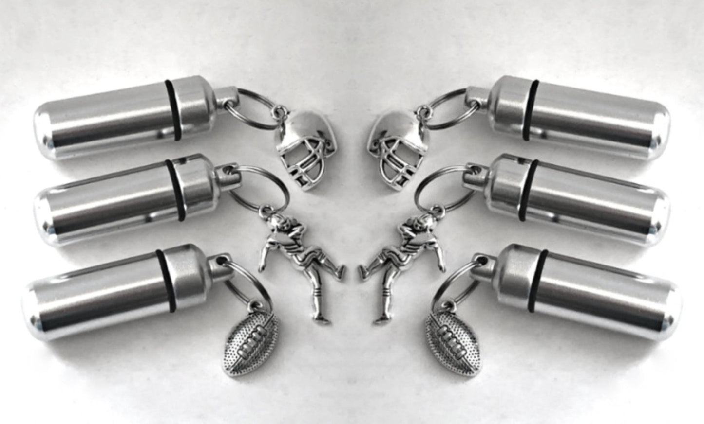 Set of 6 Assorted FOOTBALL CREMATION URN Necklace Keepsakes - Memorial Jewelry, Ashes Necklace, Urn Keepsake, Loved One Urn, Personalized