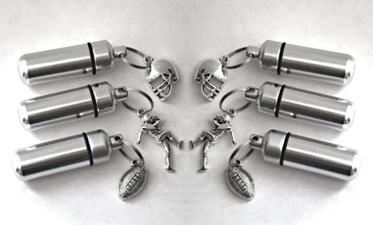 Set of 6 Assorted FOOTBALL CREMATION URN Necklace Keepsakes - Memorial Jewelry, Ashes Necklace, Urn Keepsake, Loved One Urn, Personalized