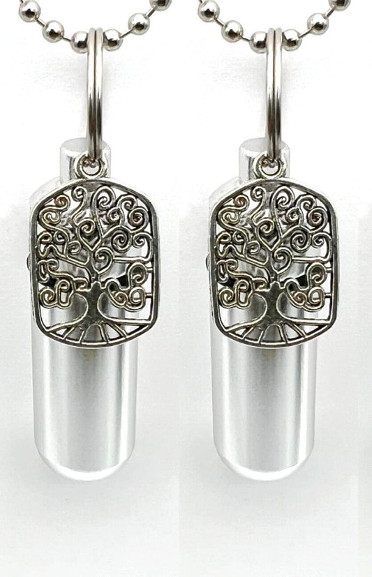 Set of Two CREMATION URN NECKLACES with "Artisan Tree Of Life" - Mourning Jewelry, Memorial Necklace, Ashes Keepsake, Personalized Gift