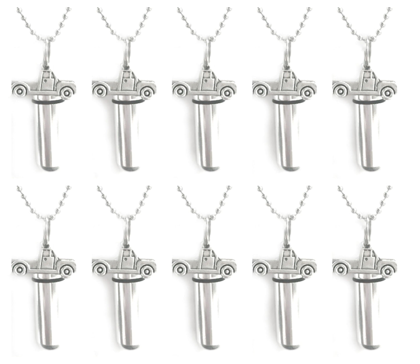 Set of TEN Cremation Urn Necklaces with Silver Pickup Trucks, Memorial Jewelry, Cremation Jewelry, Personalized Urn, Remembrance Gift