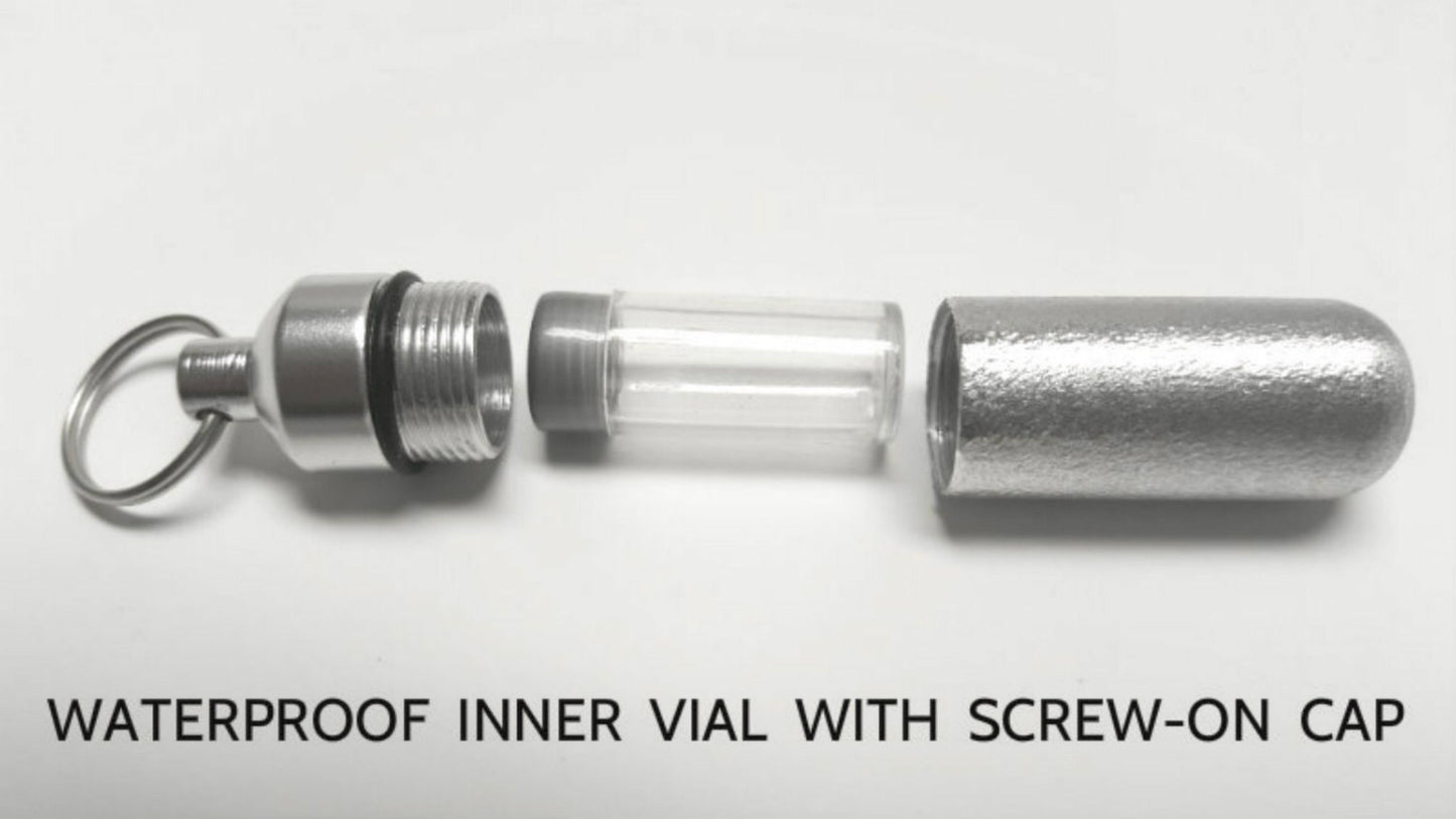 Set Of 8 Brushed Silver ENGRAVED HOLY WATER Bottle/Holder/Urn Necklaces/Keychain, With 8 Pouches,  Ball Chains, &  Fill Kit