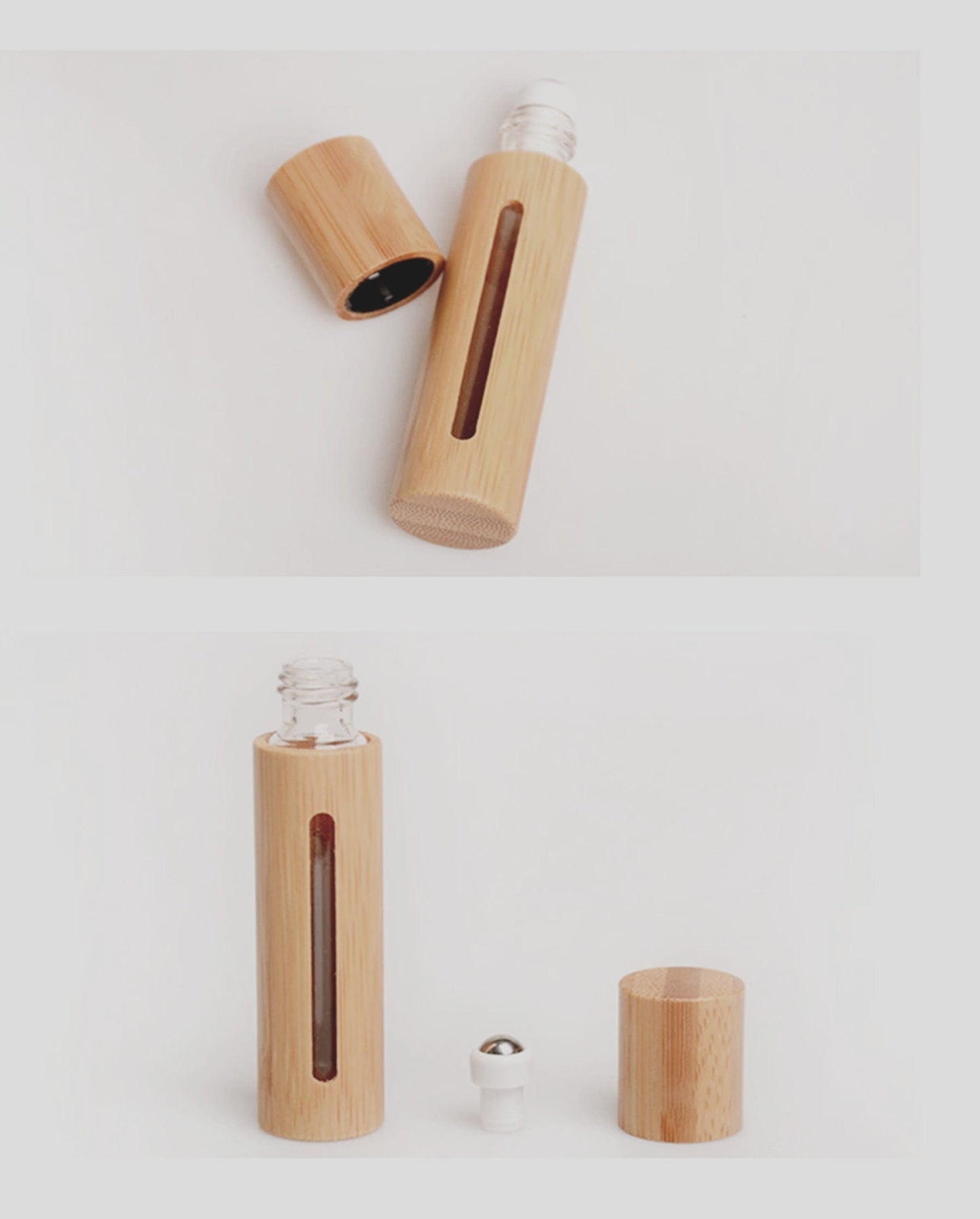 New Natural Sandalwood Anointing Oil Holder w/Roller Bottle & Side Window Engraved with Christian Prayer Fits Pocket or Purse, TSA Compliant