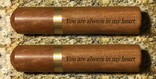 Set of Two ENGRAVED "You are always in my heart" Rosewood Cremation Urns/Scattering Tubes - Fits in Pocket/Purse, TSA Compliant, Very Secure