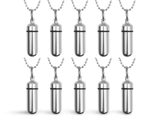 Set of TEN Classic Polished Silver Cremation Urn Necklaces - Memorial Jewelry, Keepsake Urn, Ashes Necklace, Urn for Human Ashes, Pet Urn