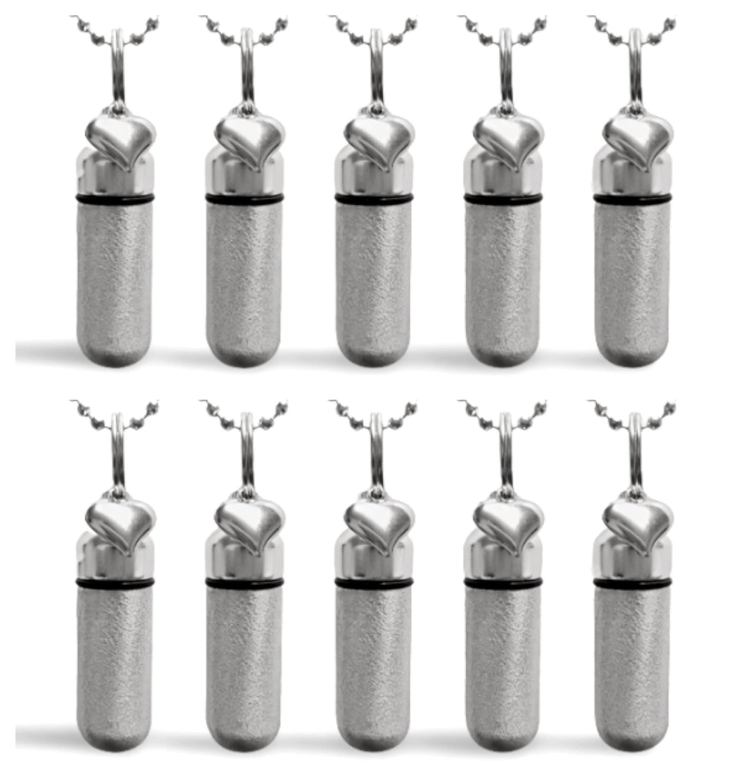 TEN Personalized Brushed Silver Heart Cremation Urn Necklaces, Memorial Jewelry, Urn Pendant, Condolence Gift, For Human Ashes, Pet Ashes