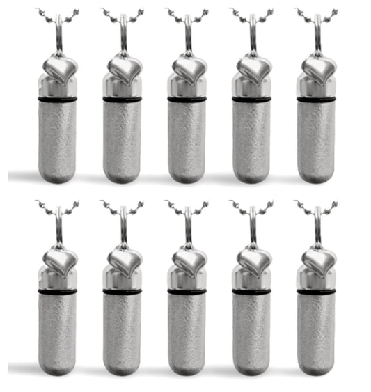 TEN Personalized Brushed Silver Heart Cremation Urn Necklaces, Memorial Jewelry, Urn Pendant, Condolence Gift, For Human Ashes, Pet Ashes