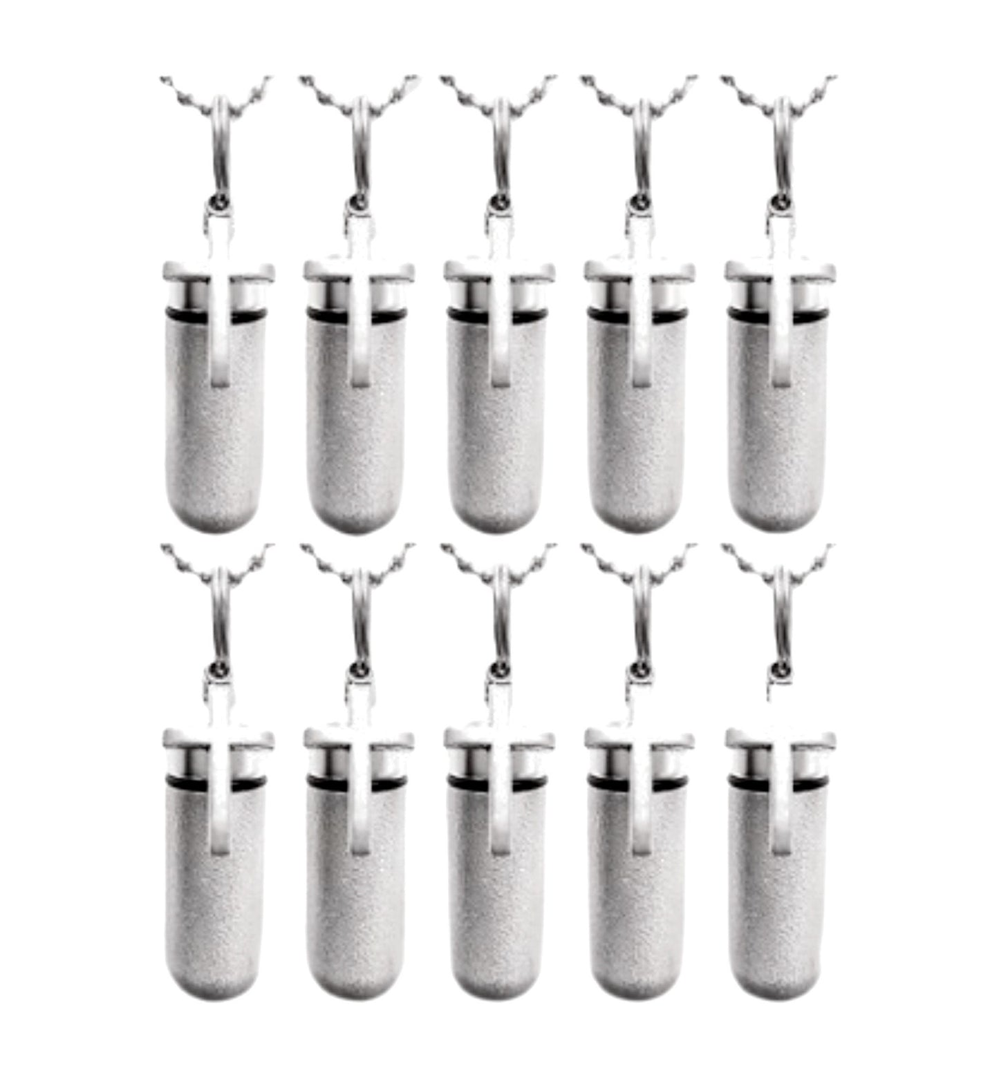 Set of TEN Brushed Silver Simple Cross CREMATION URN Necklaces - Ashes Necklace, Memorial Keepsake, Mourning Jewelry, Pet Urn, Child Urn