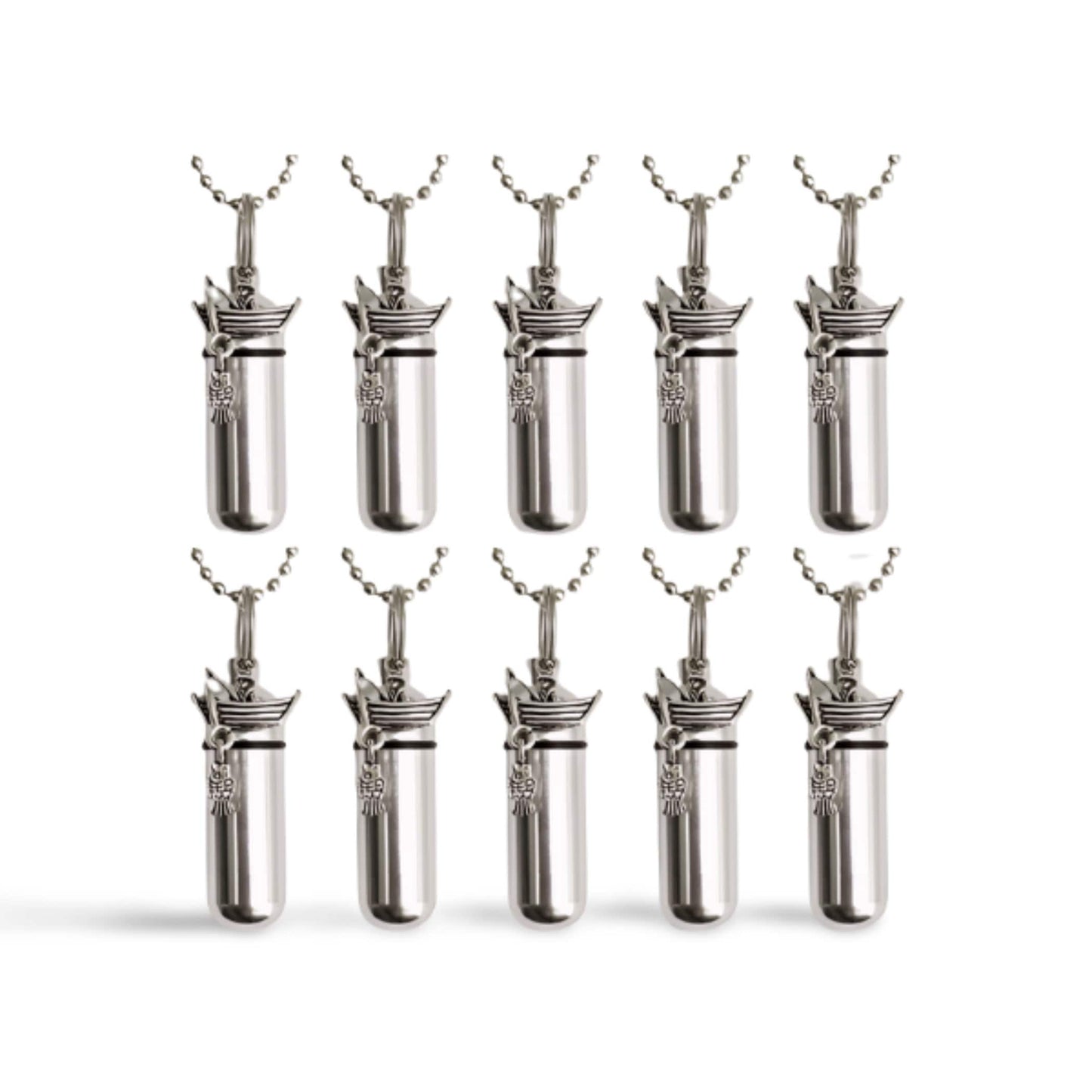 Set of TEN Polished Silver Fisherman in Boat CREMATION URN Necklaces - Urn Keepsake, Urn for Ashes, Mourning Jewelry, Ashes Keepsake