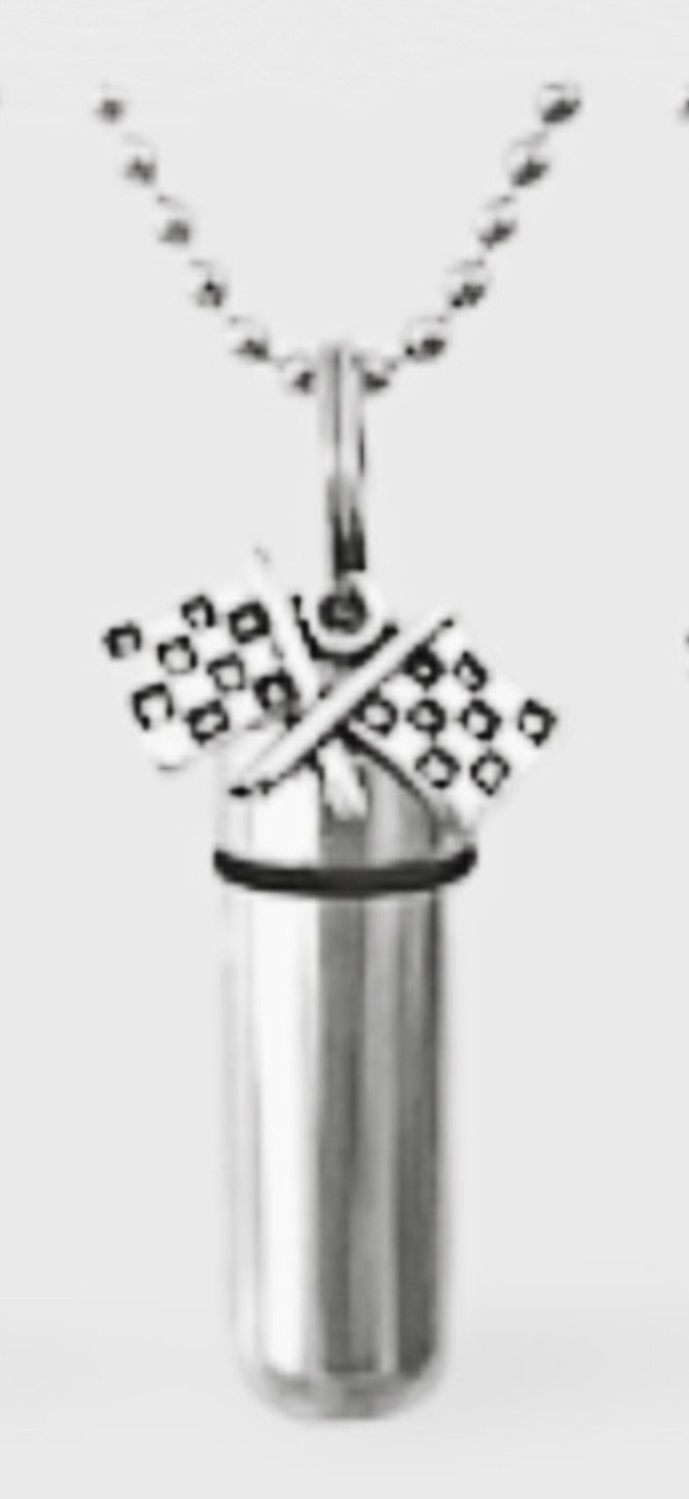 Set of 10  Racing Flag Cremation Urns on 24" Steel Ball Chain Necklaces, Urn Necklace, Ashes Jewelry, Mourning Keepsake, Urn for Ashes