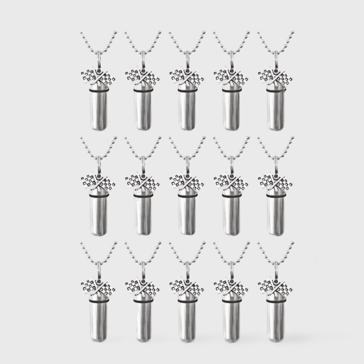 Set of 15  Racing Flag Cremation Urns on 24" Steel Ball Chain Necklaces - Cremation Jewelry, Memorial Jewelry, Personalized Urn