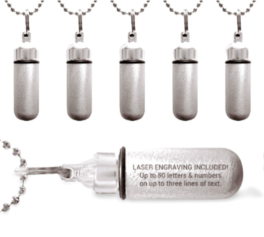 CUSTOM ENGRAVED Set of FIVE Classic Brushed Silver Cremation Urn Necklace, Memorial Jewelry, Ashes, Jewelry, Urn Necklace, Personalized Urn