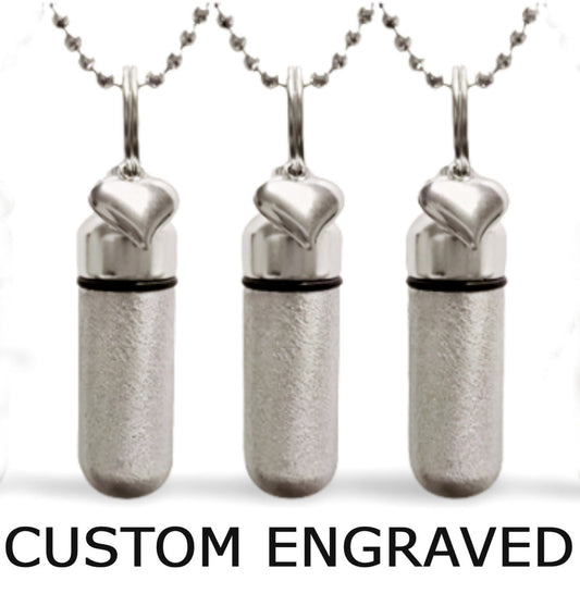 Personalized Set of THREE Brushed Silver Puffed Heart Cremation Urn Necklace Keepsakes, Memorial Jewelry, Ashes Jewelry, Urn for Human Ashes