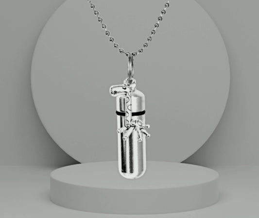 Silver Giraffe Cremation Urn on 24" Steel Ball Chain Necklace Keepsake - Memorial Jewelry, Mourning Necklace, Urn for Ashes, Pet Urn